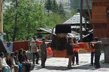 Devata (deity) being taken out of at Badri Narayan Temple, village Batseri, Dist. Sangla in Himachal
