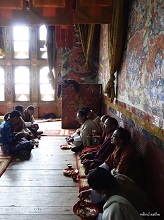 Enjoying the meal at the monastery after the festivities, Bhutan (2015)