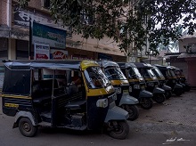 Early morning sight of rickshaws at Guhagar