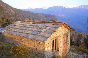 Stone cottage at Camp Shama, Kumaon, Uttarakahnd