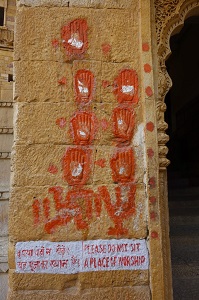 Imprints of the palms of queens who opted for Jauhar, Jaisalmer Fort