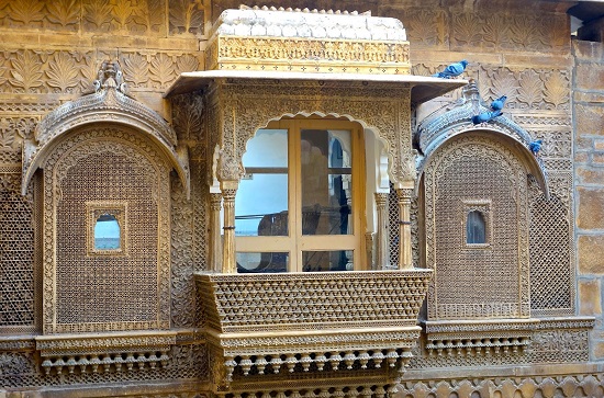 Intricate stone carving at Jaisalmer Fort